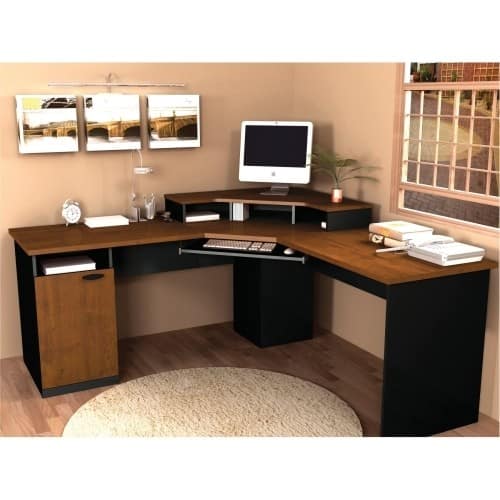 Front Standard. BeStar - Hampton Corner Computer Desk-Tuscany Brown & Black.