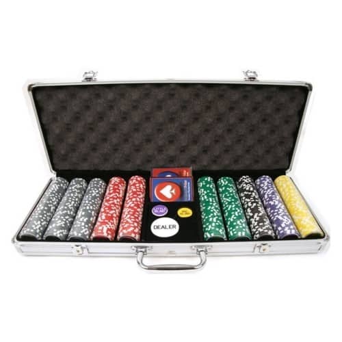 Front Standard. Trademark - Trademark Poker 500 Chips 15g Clay Laser Las Vegas Set with Aluminum Case.