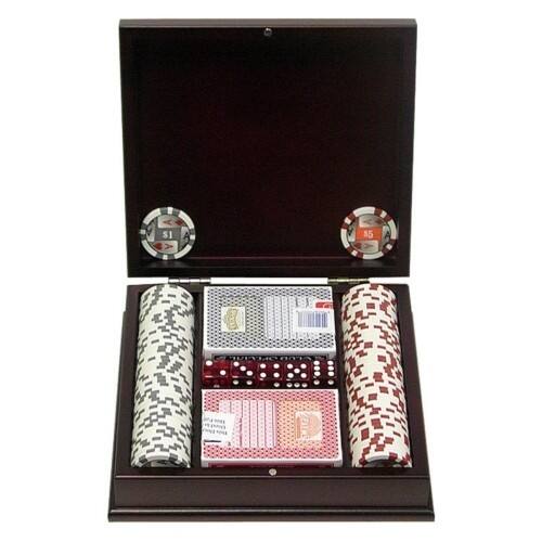 Front Standard. Trademark - Trademark Poker 100 Chips 11.5g 4 Aces Poker Set with Mahogany Case.