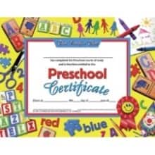 Front Large. Hayes - Preschool Certificate - 8.50" x 11".