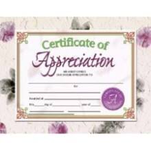 Front Large. Hayes - Certificate of Appreciation - 8.50" x 11".
