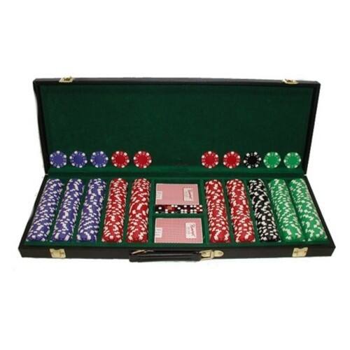Front Standard. Trademark Global - Trademark Poker 500 Chips 11.5g Striped Dice Deluxe Set.