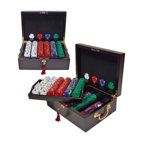 Front Standard. Trademark - Trademark Poker 500 Chips Pro Clay Casino 13g Set with Mahogany Case.