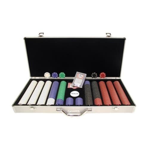 Front Standard. Trademark - Trademark Poker 650 Chips 11.5g Suited Set in Silver Aluminum Case.