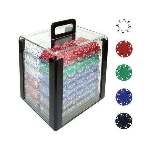 Front Standard. Trademark - Trademark Poker 1000 Chips 11.5g Suited Design Poker Set in Acrylic Carrier.
