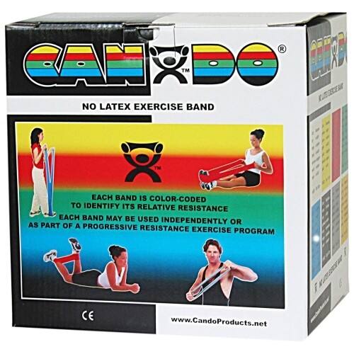 Front Standard. Cando - Exercise Band, (X-Heavy), 50 Yard Dispenser, Latex-free.