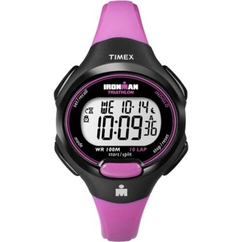 Timex - Ladies T5K525 Ironman 10-Lap Watch - Hot Pink/Black-Front_Standard 