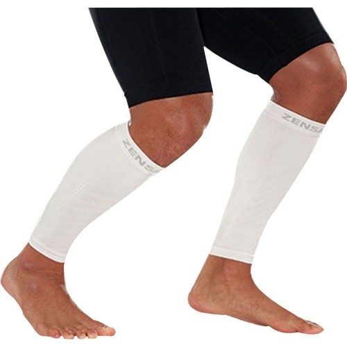 Zensah Compression Leg Sleeves in White