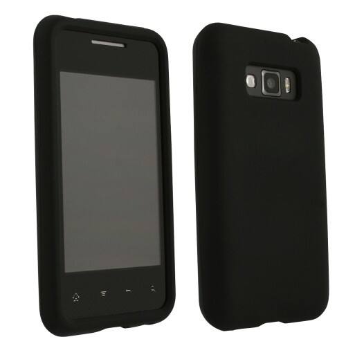 Front Standard. Wireless Xcessories - Silicone Sleeve compatible with LG LS696 Optimus Elite, Indy - Black.