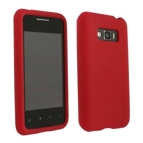 Front Standard. Wireless Xcessories - Silicone Sleeve compatible with LG LS696 Optimus Elite, Indy - Red.