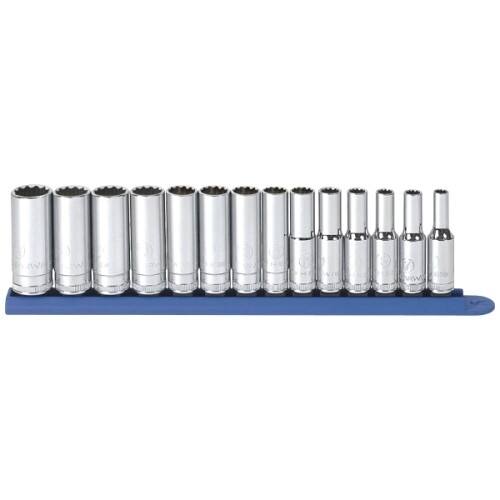 Front Standard. GearWrench - 14 Pc. 12 Pt Deep Socket Set Metric.
