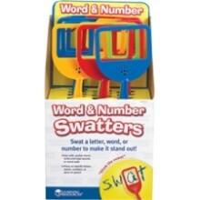 Front Large. Learning Resources - Word & Number Swatters, Set of 12 - Blue, Green, Red, Yellow.