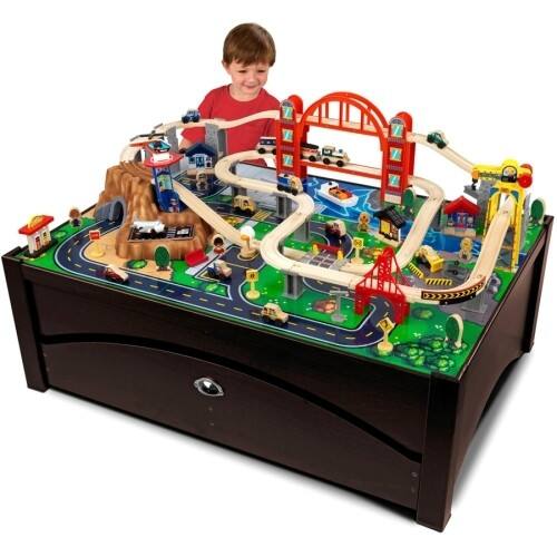 Front Standard. KidKraft - Metropolis Train Set Table with Trundle Drawer.