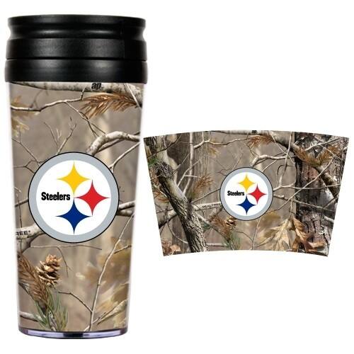 Front Standard. GAP - Pittsburgh Steelers 16oz Acrylic RealTree Travel Tumbler.