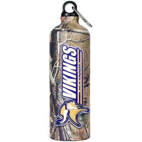 Front Standard. GAP - Minnesota Vikings 32oz RealTree Aluminum Water Bottle (Logo & Team Name).