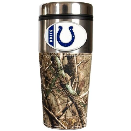 Front Standard. GAP - Indianapolis Colts 16oz Stainless Steel RealTree Travel Tumbler (Oval Logo).