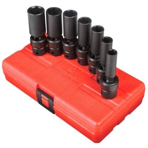 Front Standard. Sunex Tools - 3/8" Dr. 7 Pc. SAE Universal Deep Impact Socket Set.
