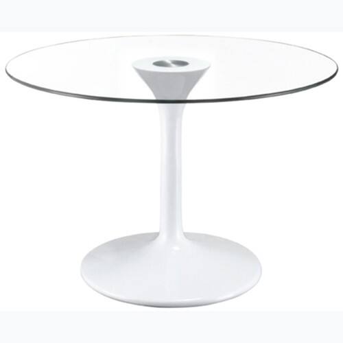 Front Standard. Zuo - Universe Round Glass Dining Table.