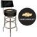 Front Standard. Trademark - Chevrolet Padded Bar Stool with Back - Black/Silver.