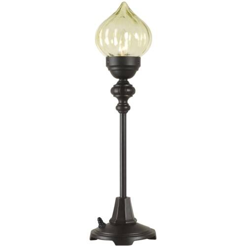 Front Standard. Royce Lighting - Royce Marrakech Outdoor Table Lamp with Green Glass.
