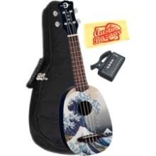 Front Large. Luna Guitar - Bundle Artistic Great Wave Soprano Ukulele.