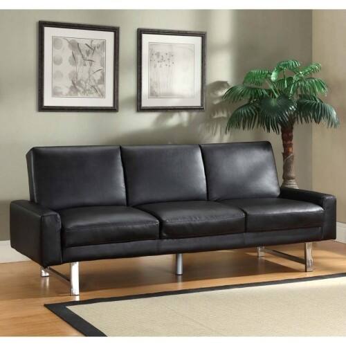 Front Standard. Dwellstudio - Echo Leather Convertible Sofa - Black.