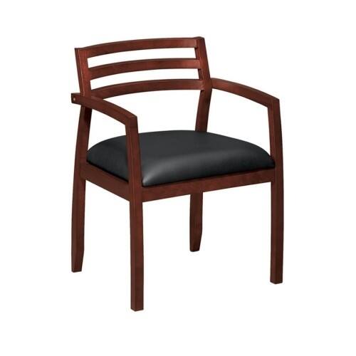 Front Standard. Basyx by HON - Leather Slat Back Guest Side Chair.