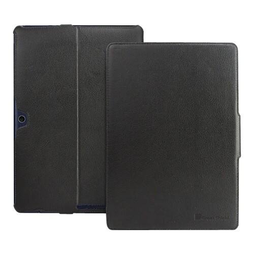 Front Standard. GreatShield - Multi-Stand Leather Folio Case for Asus Transformer Pad TF300 - Black.