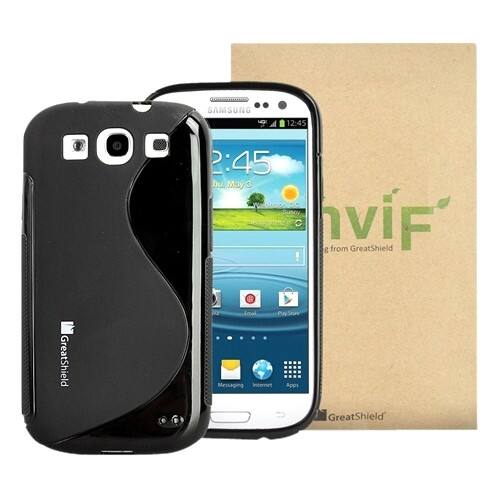 Front Standard. GreatShield - Guardian S Series Slim-Fit S-Line Design TPU Case for Samsung Galaxy S III S3 - Black.