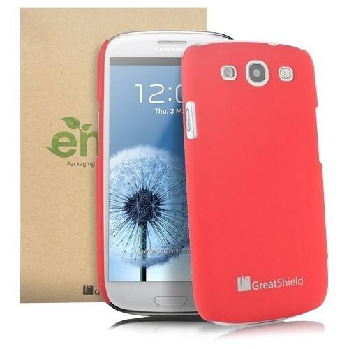 Front Standard. GreatShield - Guardian HQ Series Slim Fit Hard Case for Samsung Galaxy S III S3 - Red.