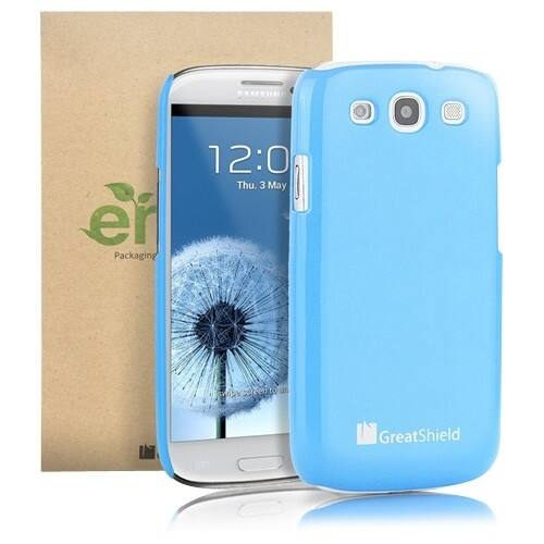 Front Standard. GreatShield - Guardian UV Series Slim Fit Hard Case for Samsung Galaxy S III S3 - Blue.