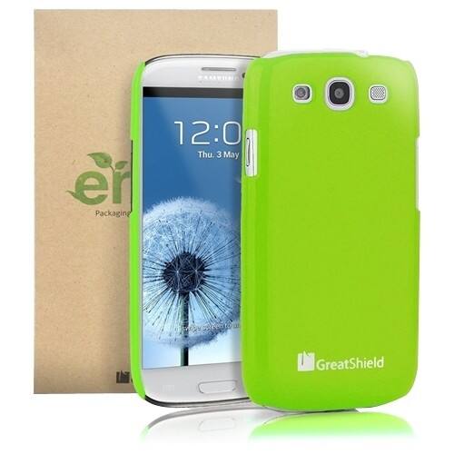Front Standard. GreatShield - Guardian UV Series Slim Fit Hard Case for Samsung Galaxy S III S3 - Green.