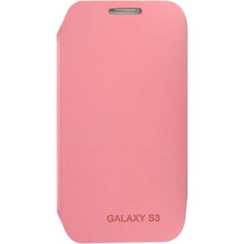 Front Standard. Fosmon - Faux Leather Case Folio for Samsung Galaxy S3 SIII - Pink.