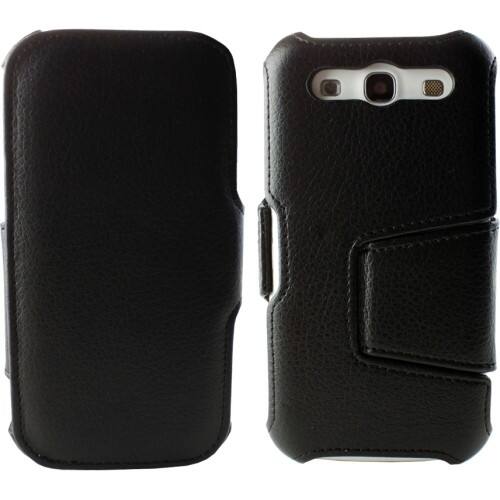 Front Standard. Fosmon - PU Leather Case with Kickstand for Samsung Galaxy SIII S3 - Black.