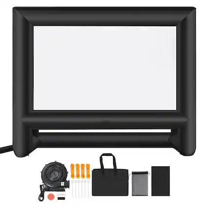 Front. VEVOR - 18FT Inflatable Movie Screen, Inflatable Projector Screen with Portable Storage Bag - Black,White.