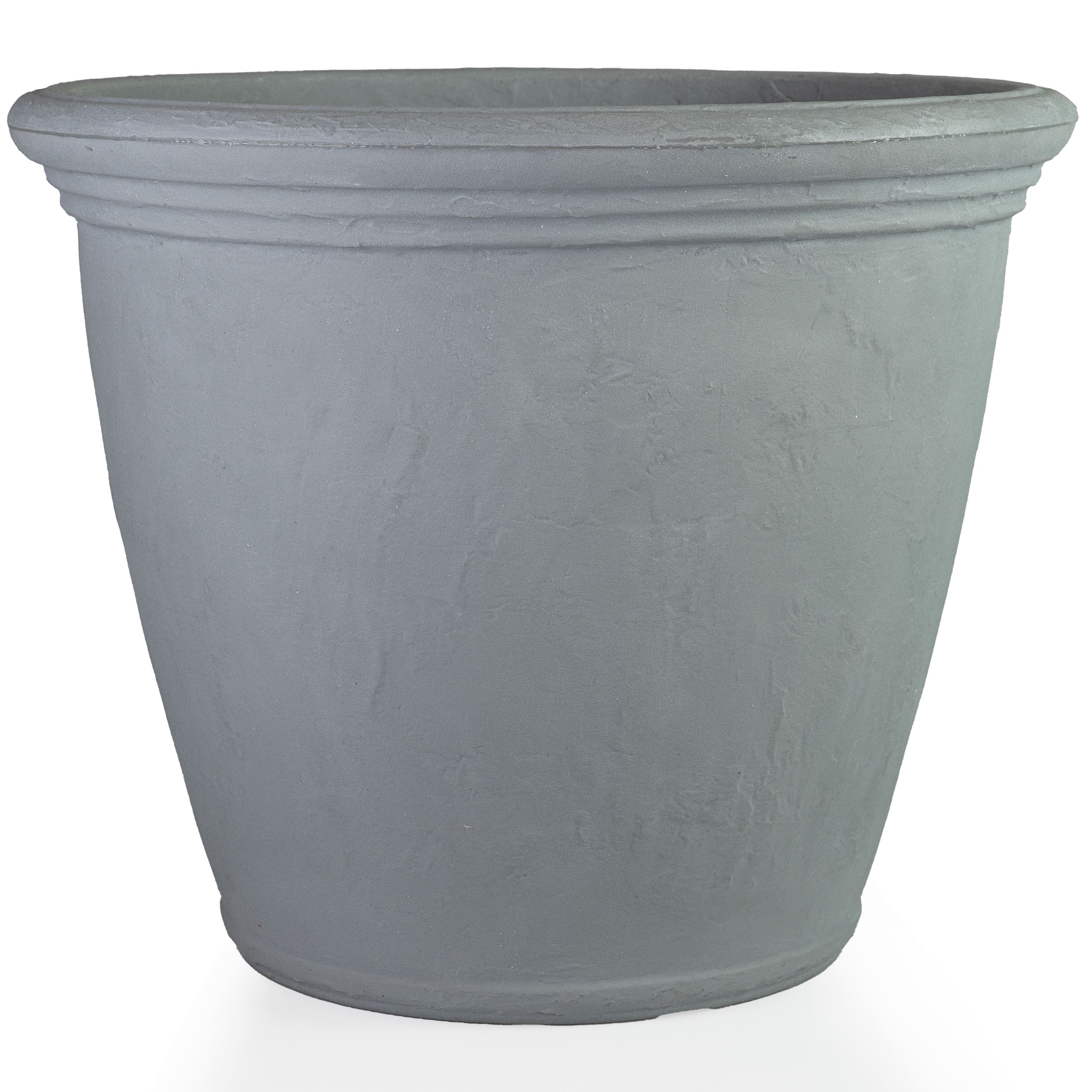 Sunnydaze - 24 in Anjelica Dual-Wall Polyresin Planter - Light Gray