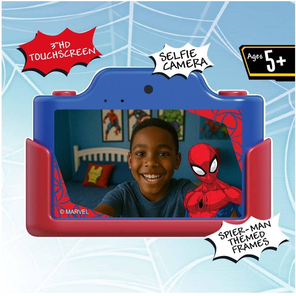3" HD Touchscreen  
Selfie Camera  
Ages 5+  
Spider-Man Themed Frames  
© Marvel