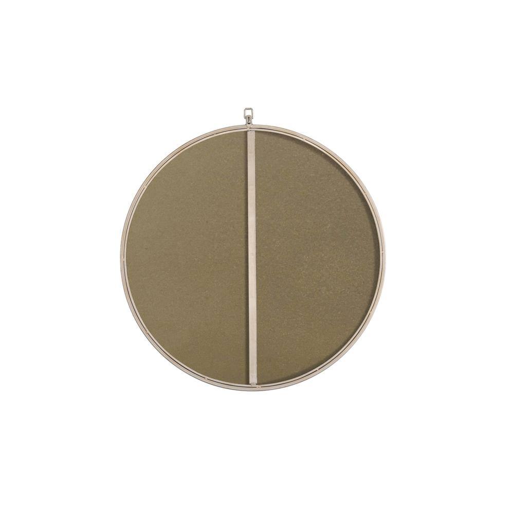 Back. Elegant Decor - Metal frame Round Mirror with decorative hook 28 inch Silver finish - Silver.