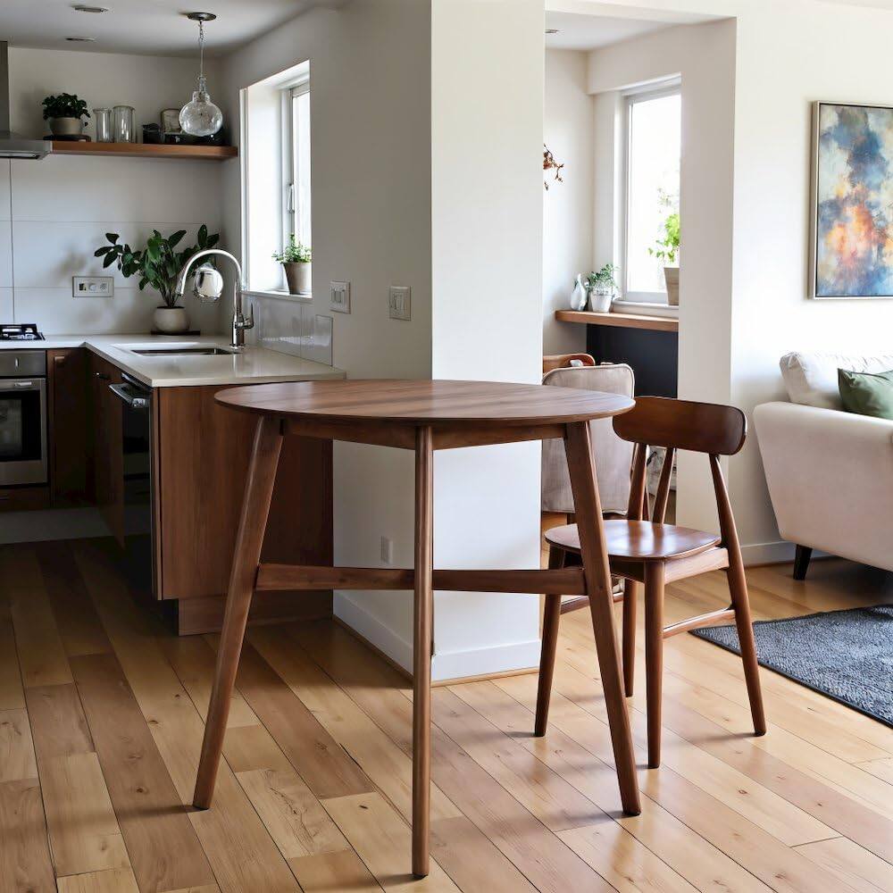 Alt View 1. Starlight Canyon Home - Brown Round Dining Table – Elegant Small Round Kitchen Table for Any Space - Brown.