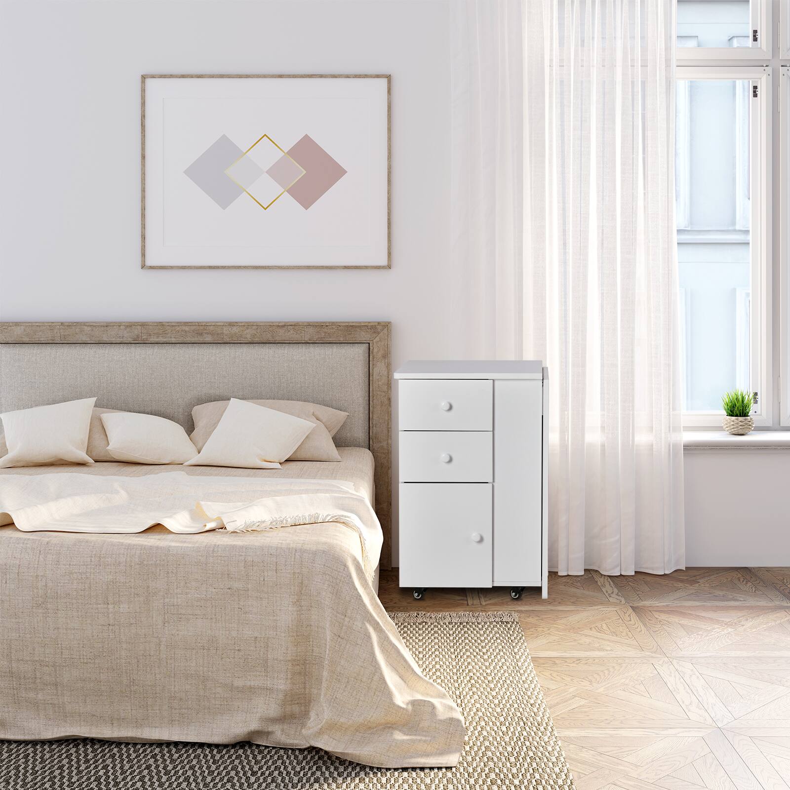 Alt View 7. Winado - Foldable Manicure Table Nail Table Nail Desk Station with Electric Dust Collector & Drawers & Bottom Cabinet for Beauty - White.