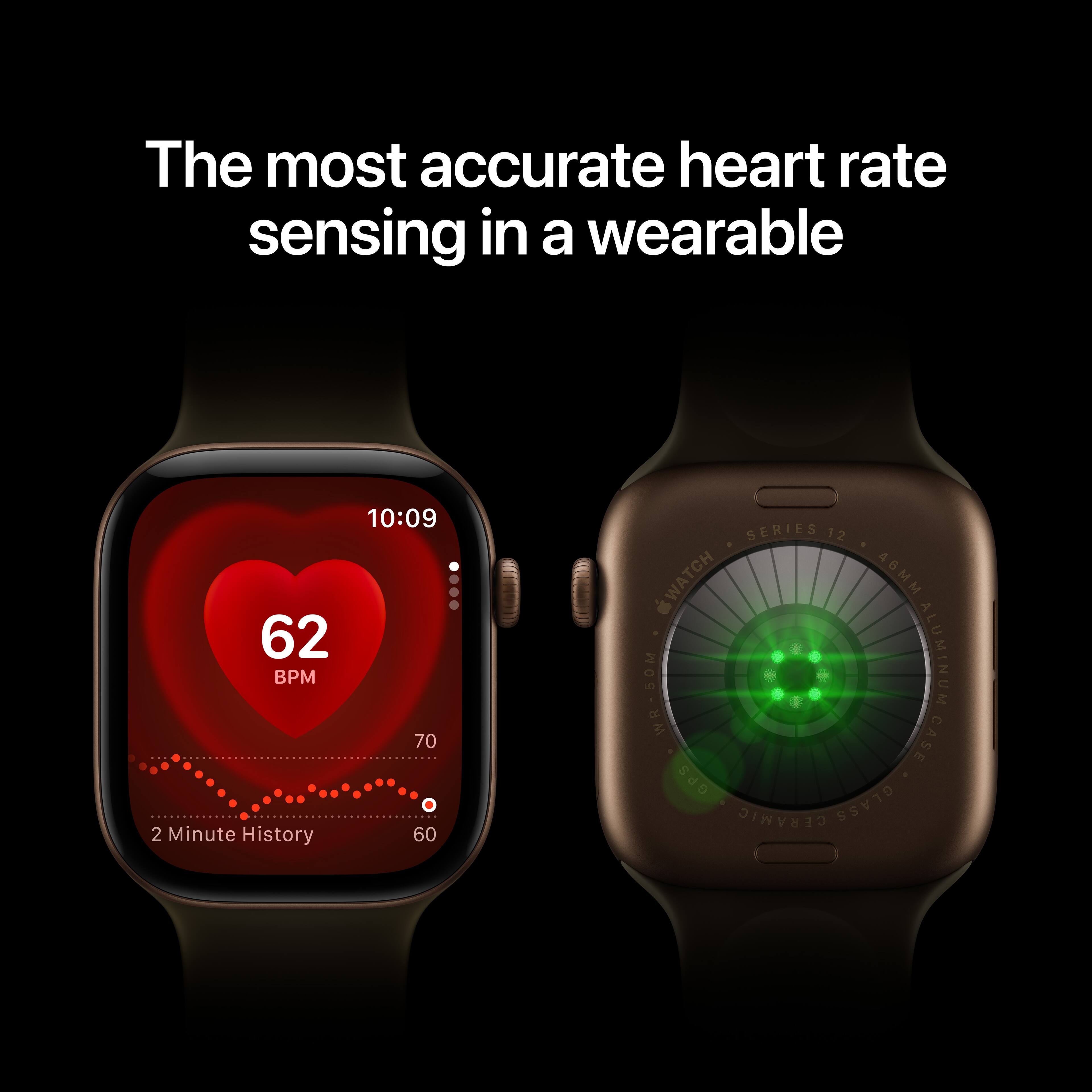 The most accurate heart rate sensing in a wearable

10:09 62 BPM 70 2 Minute History 60

SERIES 12 WATCH 46MM WR-50M CASE ALUMINUM GPS GLASS CERAMIC