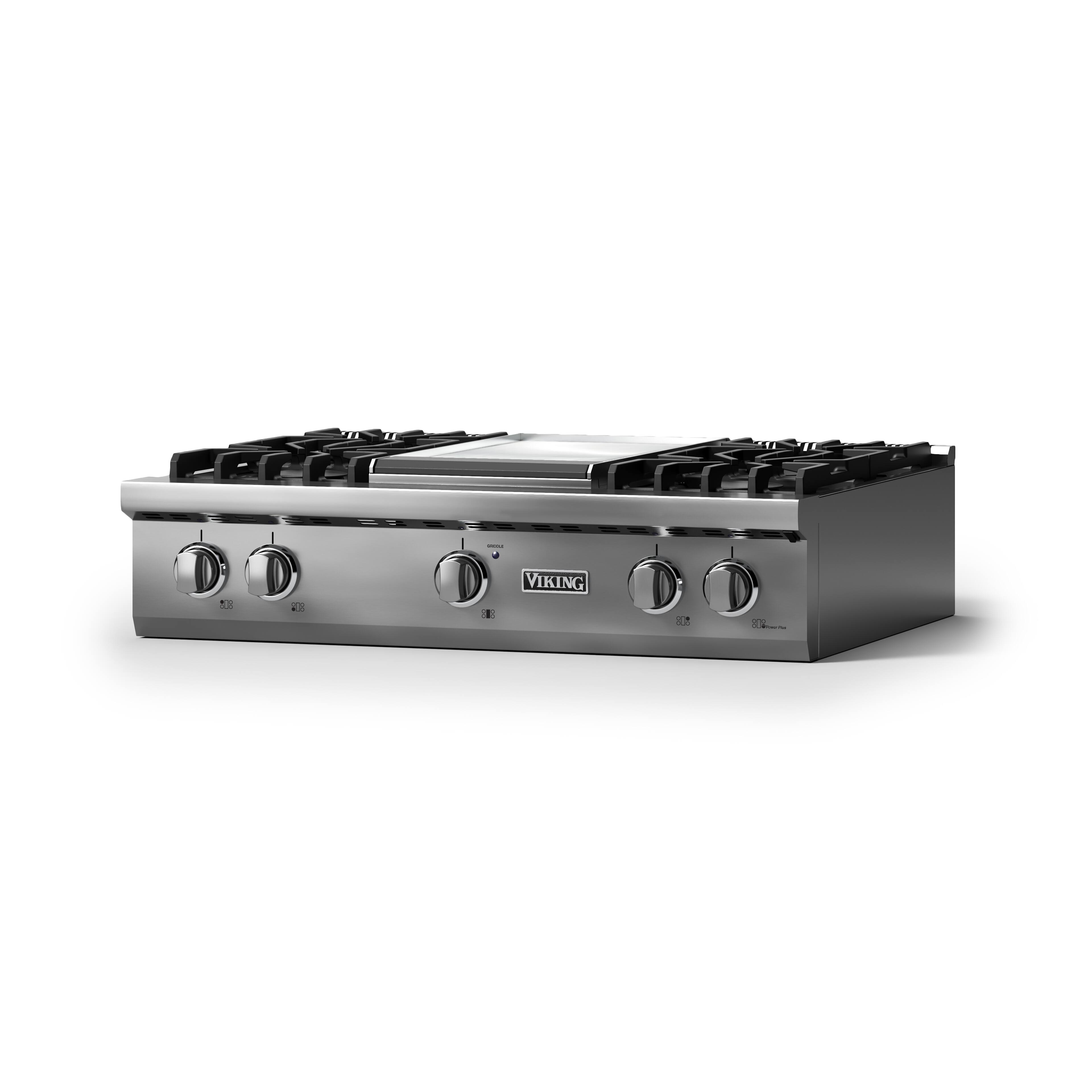 Angle. Viking - 36"W. Pro5S 4 Burner Built-in Gas Sealed Burner Rangetop-Stainless Steel - Stainless Steel.