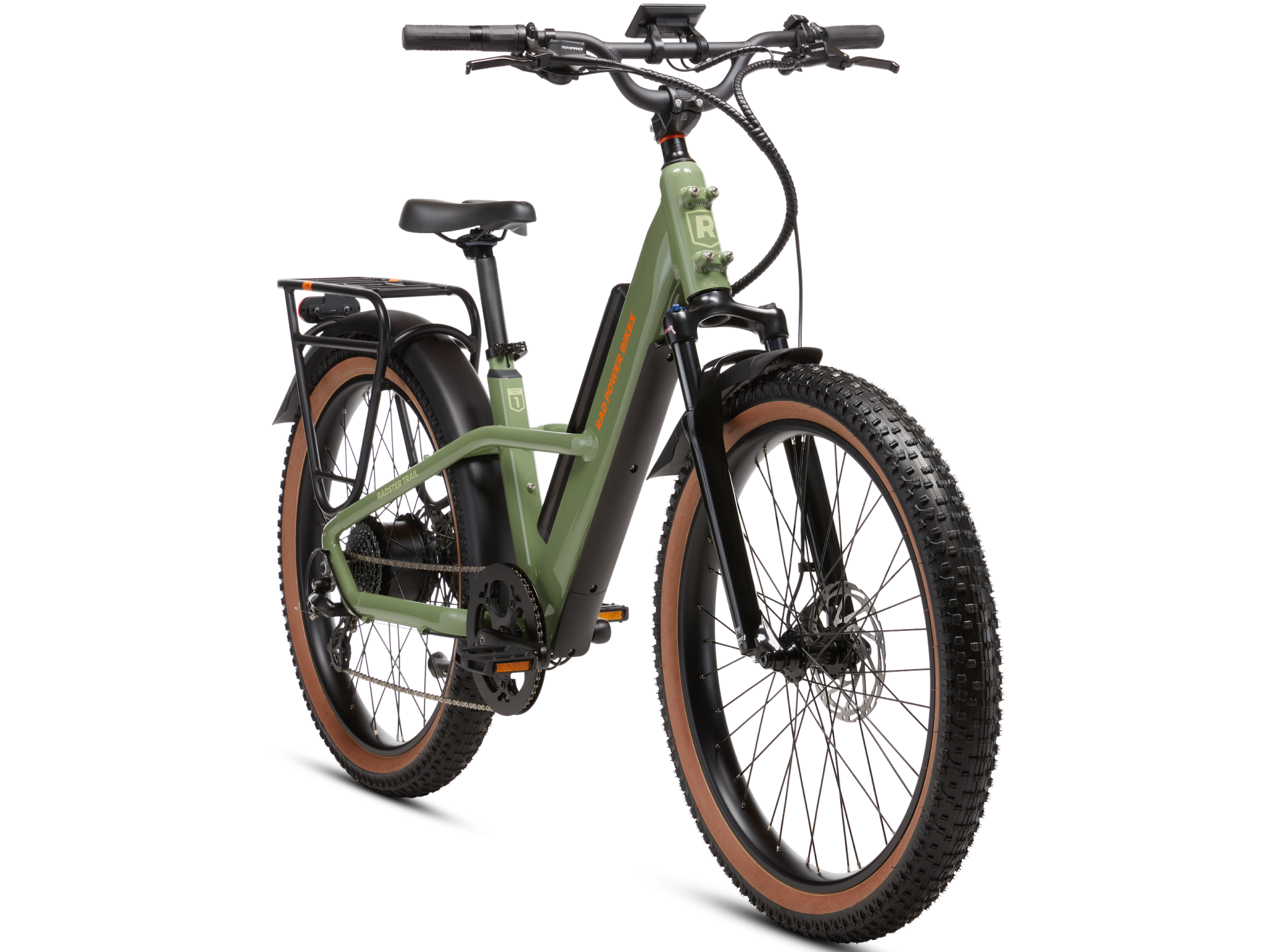 Angle. Rad Power Bikes - Radster Trail - Ebike w/ 65 miles max operating range & 28 mph max speed - Fir Green.