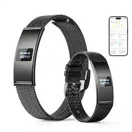 PRIMEPLUS - Smart Bracelet Subscription-Free 24/7 Health Tracker HR/SpO2/HRV/Sleep IPX8 7-Day Battery 2 Bands - Black - (2026)