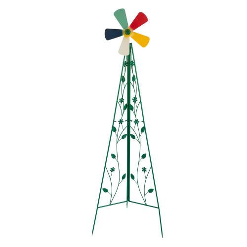 Front. Winado - 6 FT Patio Metal Ornamental Windmill, Weather Vane with Colorful Blade for Outdoor Yard Garden Farm Wind Mill Decoration - Green.