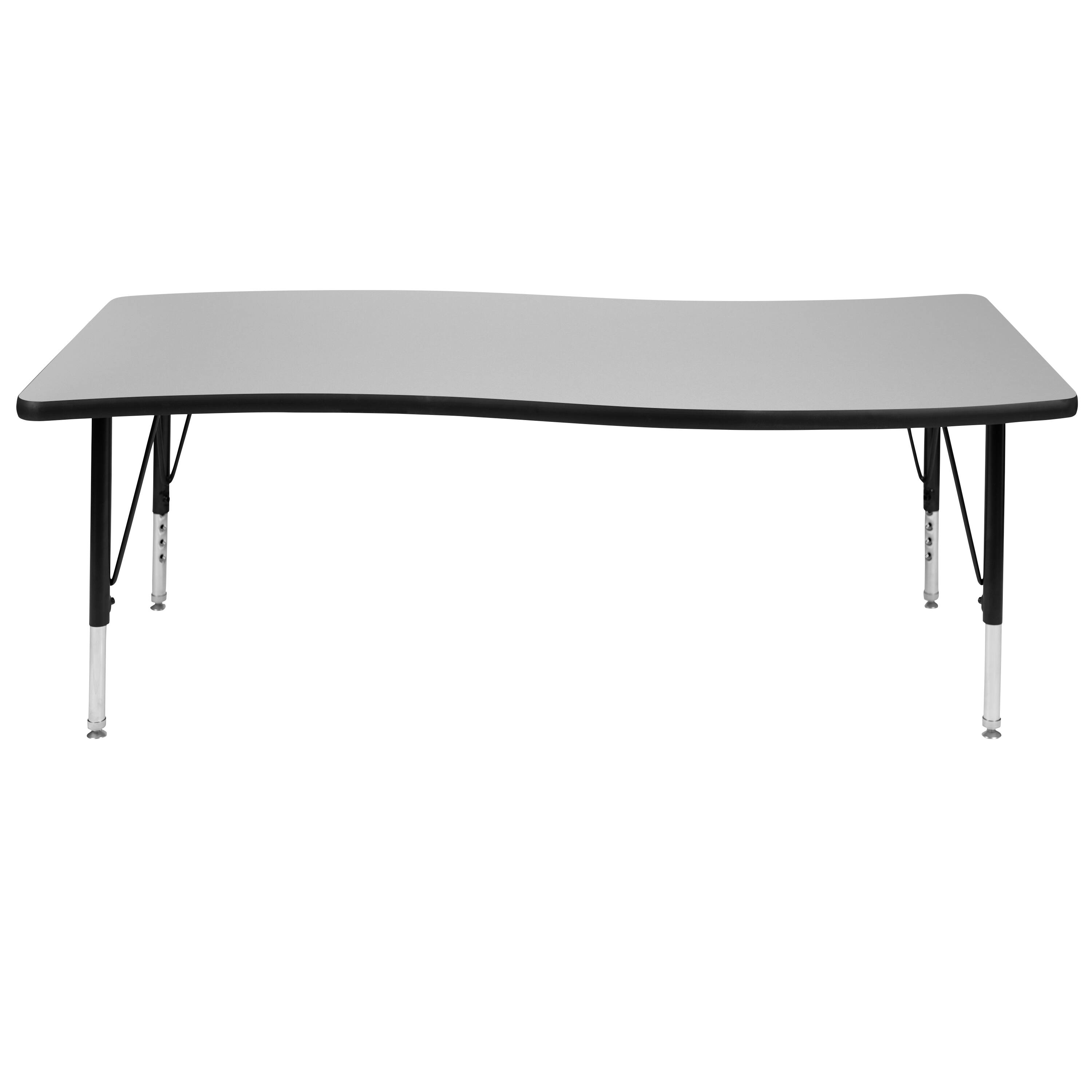 Alt View 5. Emma + Oliver - 26"W x 60"L Rectangle Wave Flexible Collaborative Kids Adjustable Activity Table - Grey.