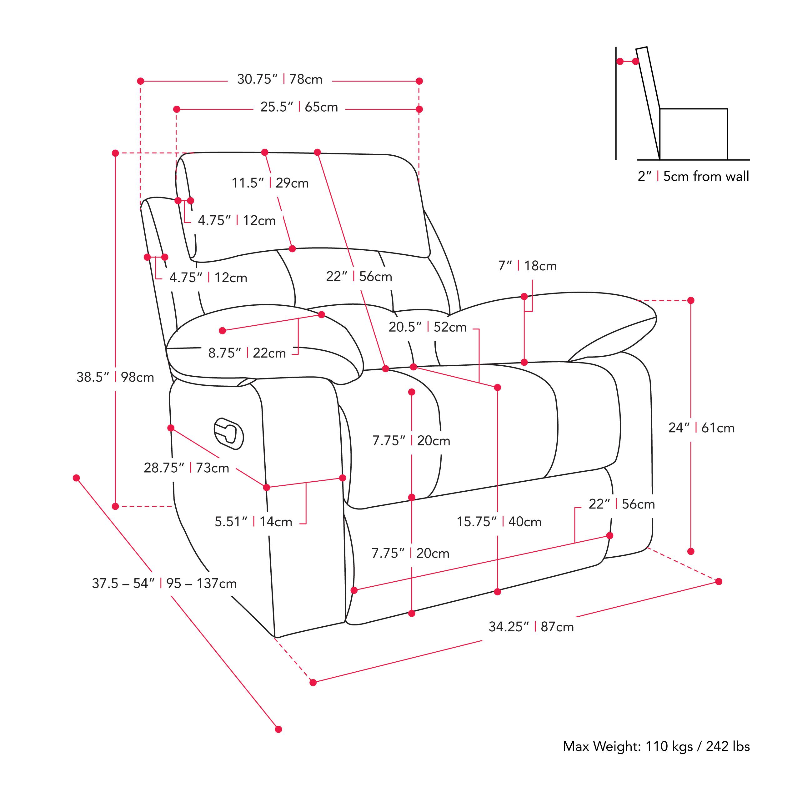 Alt View 14. CorLiving - Oren Manual Recliner - Dark Grey.