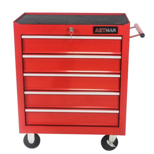 Front. LOVMOR - 5 Drawer Tool Chest Tool Storage Cabinet for Garage Storage with 4 Wheels and Locking System.