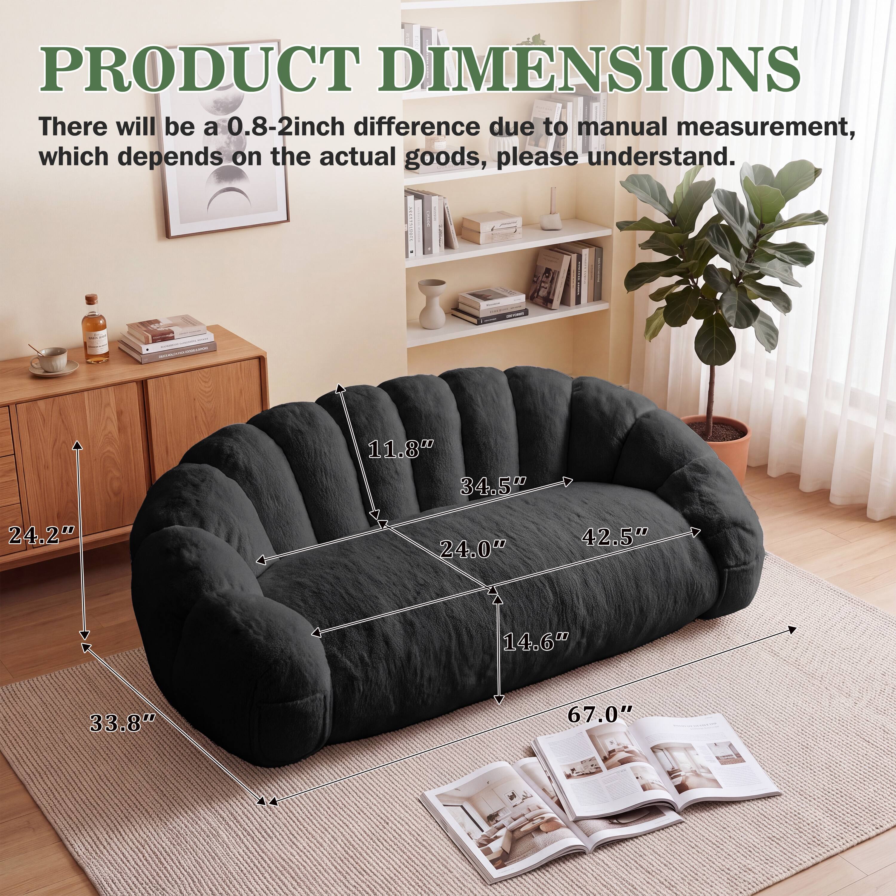 PRODUCT DIMENSIONS  
There will be a 0.8-2inch difference due to manual measurement, which depends on the actual goods, please understand.  

11.8"  
34.5"  
24.2"  
24.0"  
42.5"  
14.6"  
33.8"  
67.0"