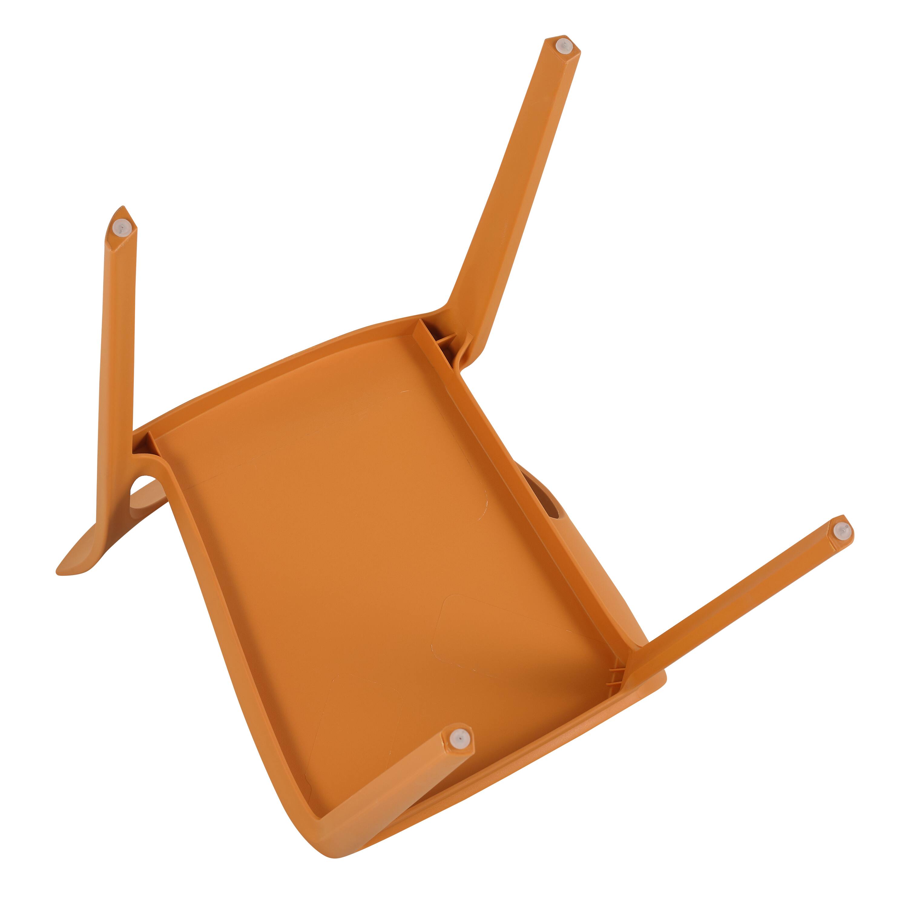 Alt View 7. Mondawe - Set of 4 Polypropylene Single-Side Chair - Orange.